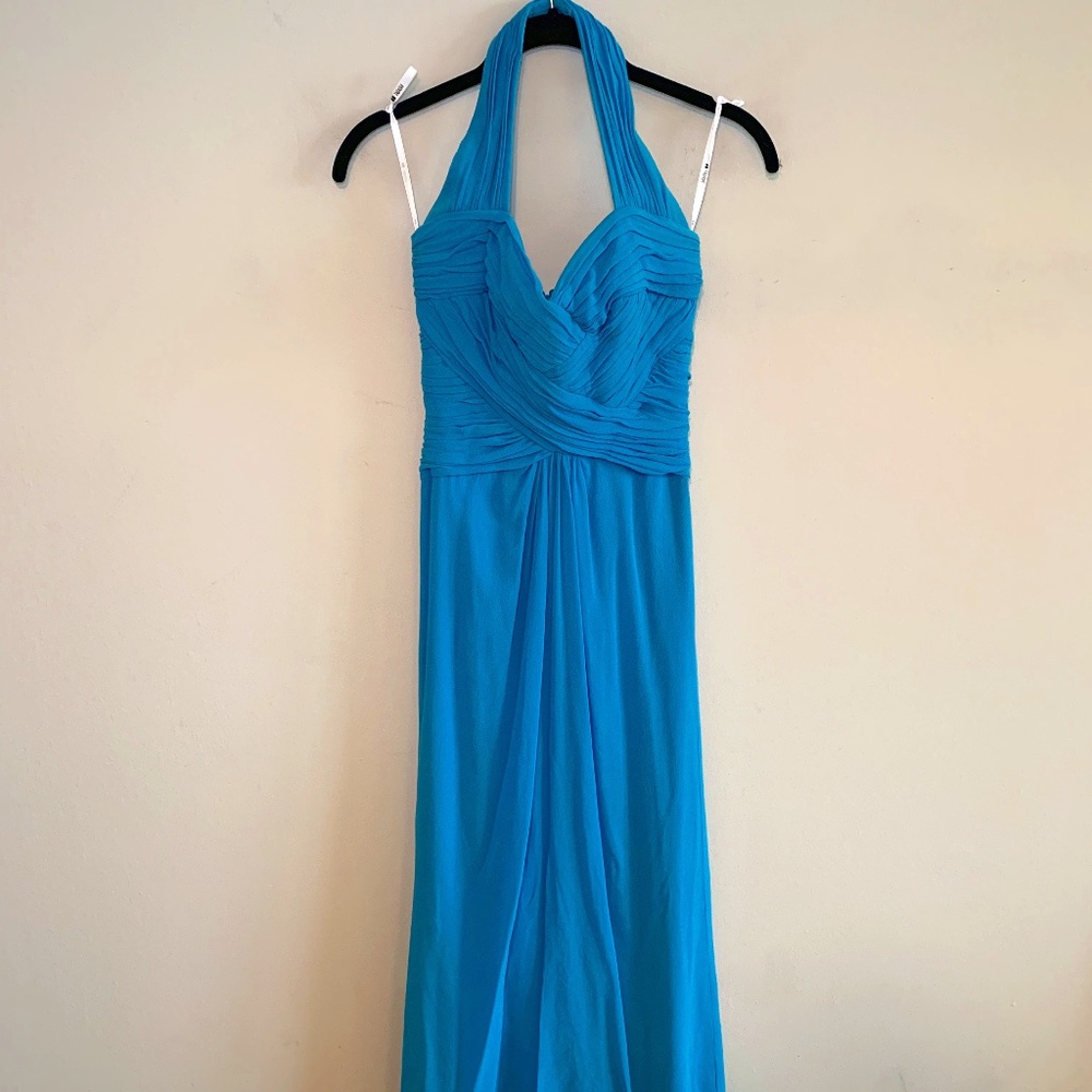 TADASHI SHOJI 100% Silk Chiffon Halter E. Gown-UK2